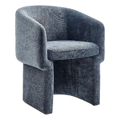 Modway Verity Modern Chenille Barrel Dining Chair in Slate Blue - Fabric Upholstered Round Accent Armchair with Curved Back - Padded Dining Chair or Club Chair - Cozy Living Room Accent Chair