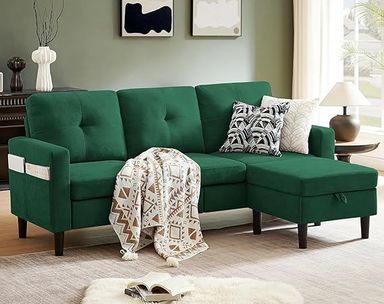 Amazon.com: Pingliang Home Sectional Sofa Couches for Living Room, Modular 3 Seats Sectional Sofas L Shaped Couch with Storage and Reversible Chaise, Linen Fabric, 79" (Green) : Home & Kitchen