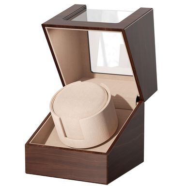 Automatic Single Watch Winder Box for Rolex and Other Watches, Ultra Quiet Japanese Motor, Self Winding Rotating Wooden Watch Case, Battery or AC Powered, Premium Watch Box for Men and Women Brown