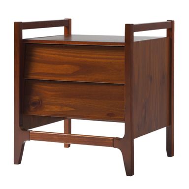 Walker Edison Leif Scandi Angled Drawer-Face Nightstand, 22 Inch, Walnut Walnut 22 Inch