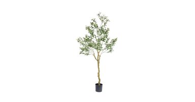 Tall Faux Olive Tree，7ft（84in） Realistic Potted Silk Artificial Indoor with Green Leaves and Big Fruits for Home Office Living Room Bedroom Stairs Foyer Decor. 1 7ft