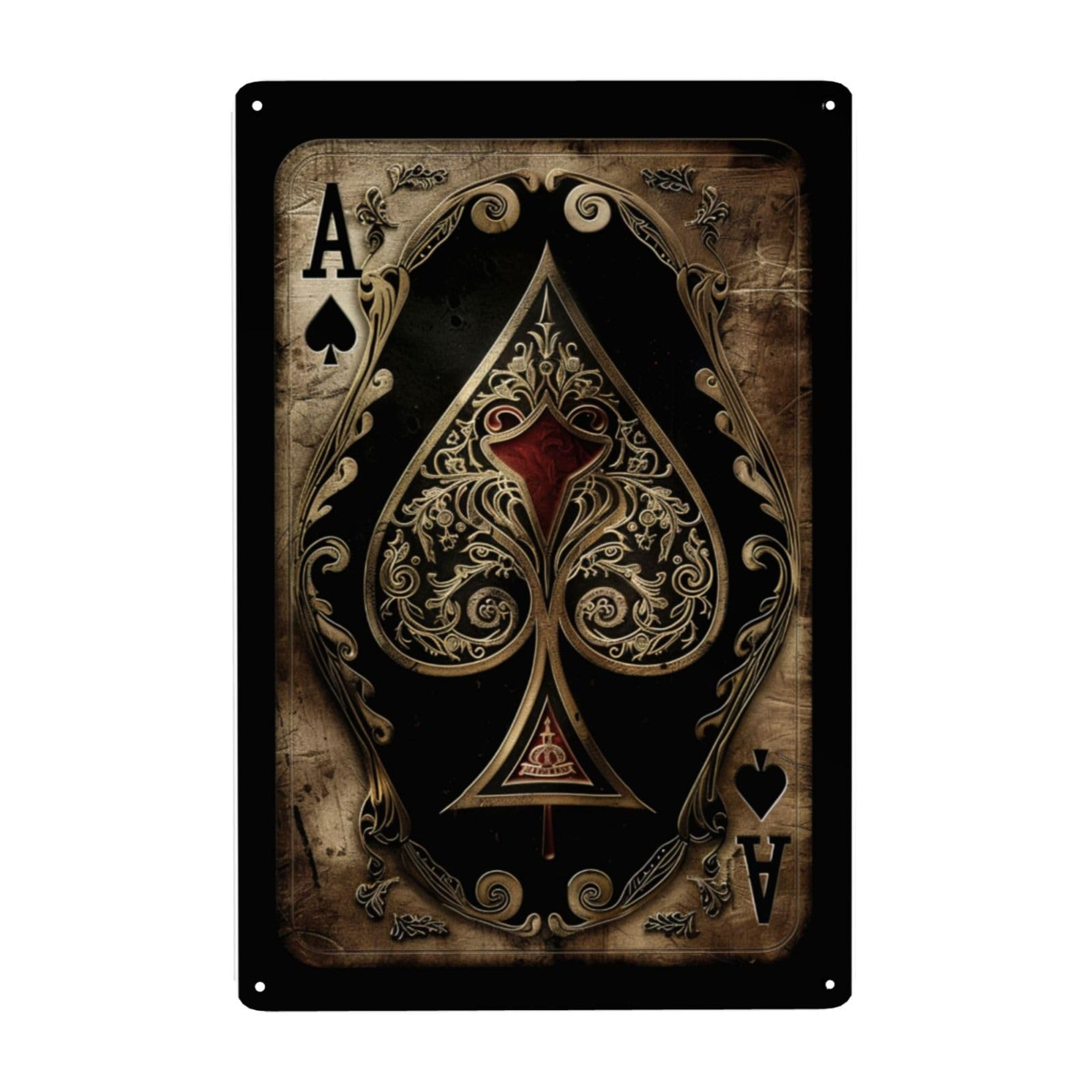 Vextrovia Vintage Ace of Spades Poker Tin Sign Wall Decor 5.5x8 Inch