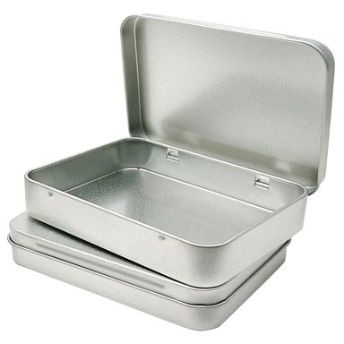 12 Pcs Metal Hinged Tin Box Container Mini Portable Small Storage Container Kit Tin Box Container, Small Tin with Lid, Tin Empty Box, Home Storage 4.5x3.3x0.9 Inch.
