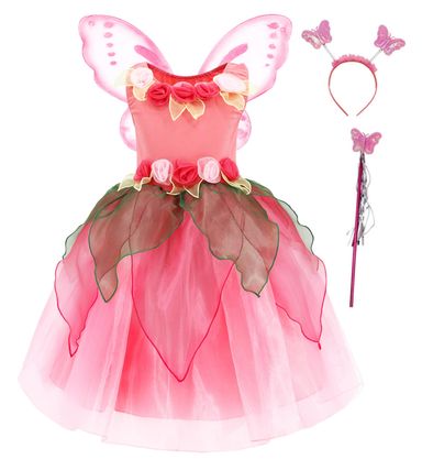 Princess Costume for Girls Princess Dress Halloween Fancy Party Dress Princess Dress Up Clothes for Little Girls Fairy Pink 2-3T