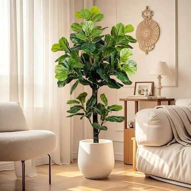 Amazon.com: TALVADI Fiddle Leaf Fig Tree Artificial 5ft Tall Faux Fiddle Leaf Fig Plant Fake Tree Indoor Fake Ficus Iyrata Plant Include Pampas Grass Artificial Trees for Office Home Decor Indoor : Home & Kitchen