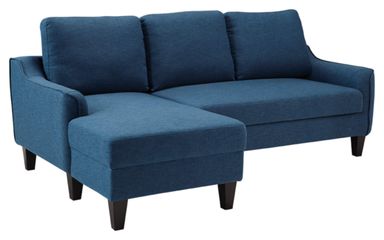Signature Design by Ashley Jarreau Modern Sectional Sleeper Sofa Couch with Chaise Lounge, Blue Blue Sleeper