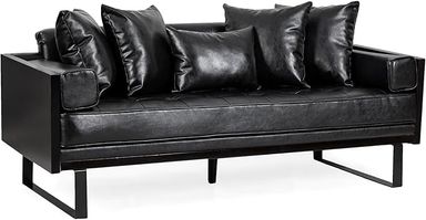 Amazon.com: Christopher Knight Home Gilmans Contemporary Faux Leather Upholstered Oversized Loveseat with Accent Pillows, Midnight Black and Black : Home & Kitchen