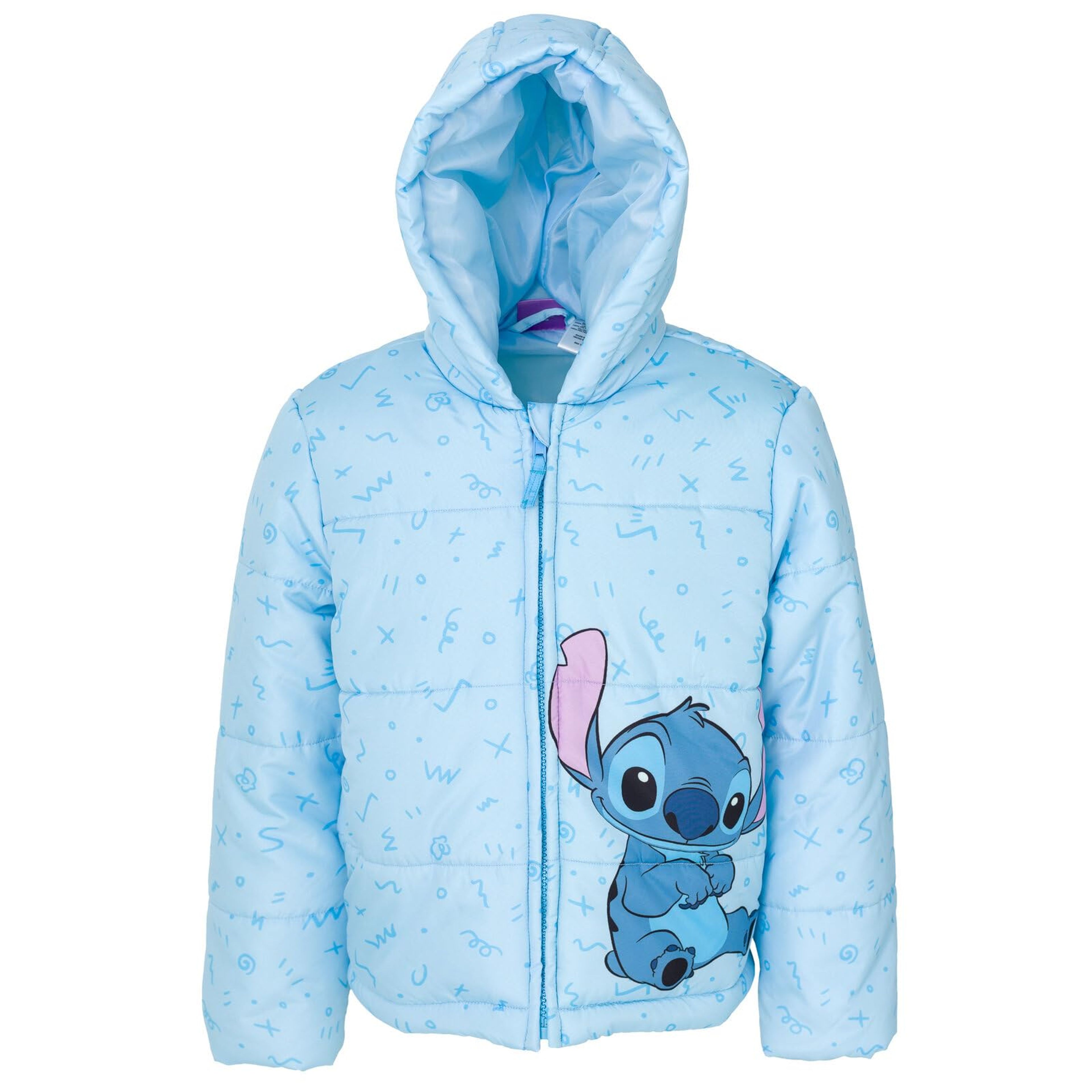 Disney Stitch Girls Puffer Jacket 2T-14 Blue Winter Coat
