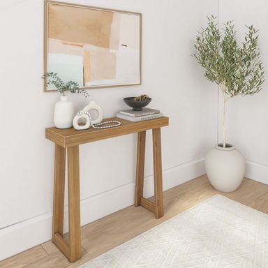 Plank+Beam Solid Wood Console Table, 36 Inch, Sofa Table, Narrow Entryway Table for Hallway, Behind The Couch, Living Room, Foyer, Easy Assembly, Pecan 36" Console Table Pecan