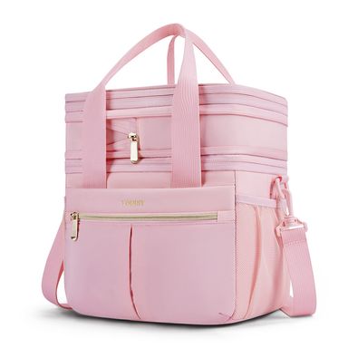 TOURIT Insulated Lunch Box Bag, Double Deck Leakproof Cooler Tote for Work Office Picnic, Expandable Lunch Container, Pink