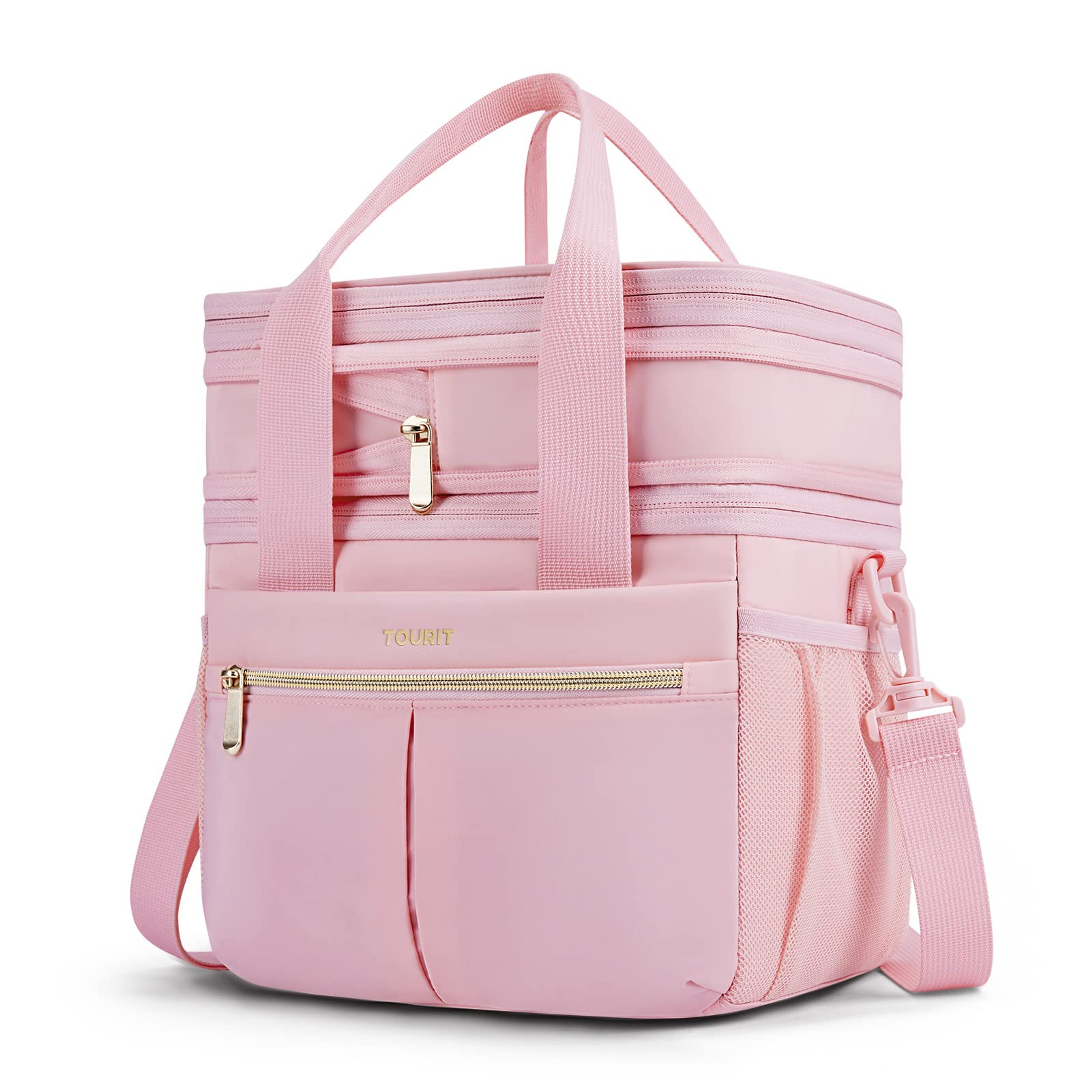 TOURIT Pink Insulated Lunch Box - Double Deck Cooler