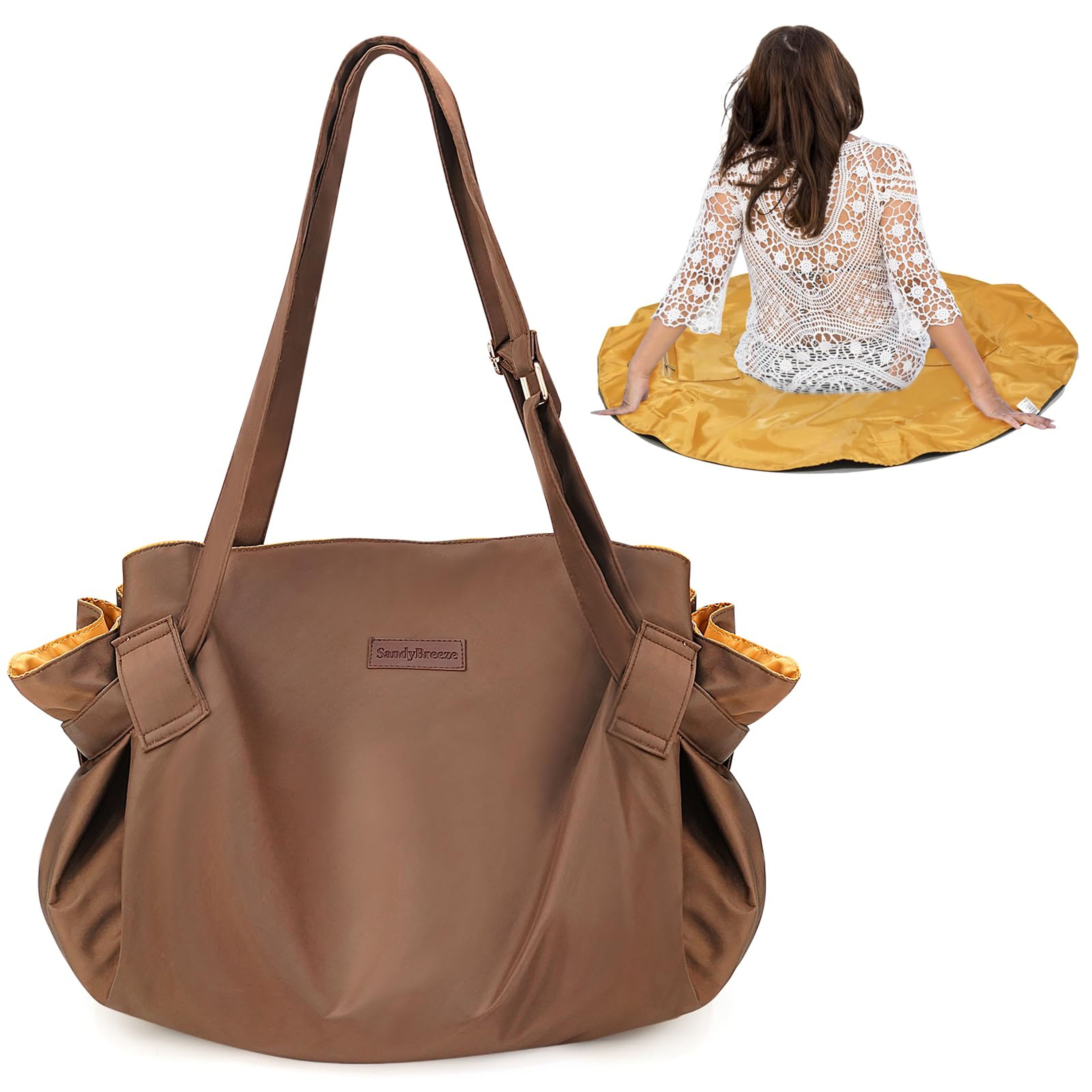 Extra Large 2-in-1 Sandproof Beach Tote & Picnic Blanket for Women