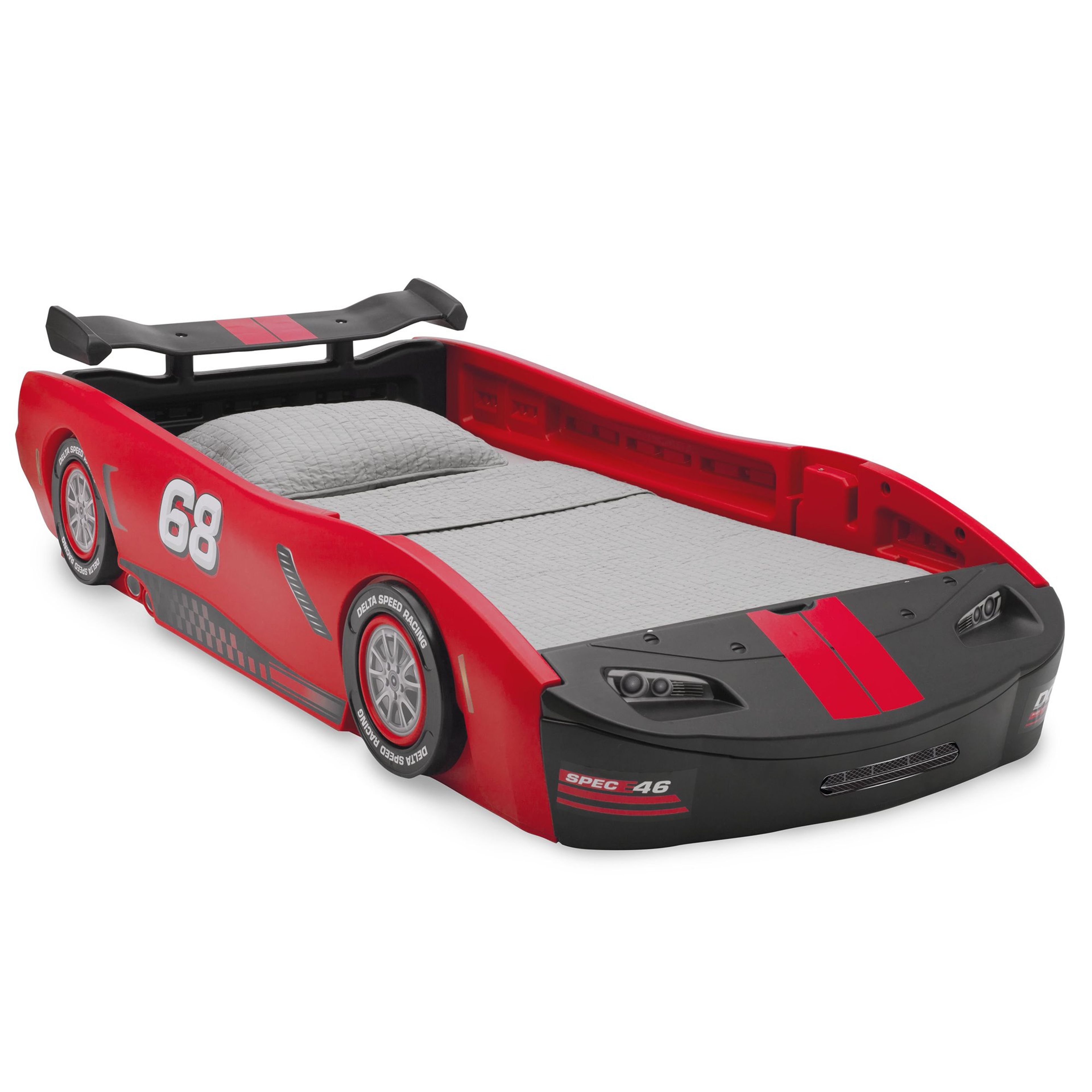 Delta Children Turbo Race Car Twin Bed in Red for Kids