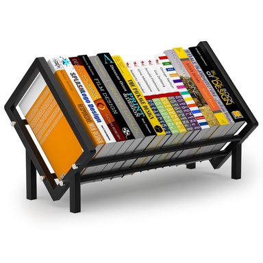 Desk Bookshelf Made of Stainless Steel - Sloped Book Organizer for Office Study Bedroom - Tabletop Bookshelf 15.7"x10.2" Black
