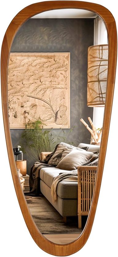 Amazon.com - WallBeyond Asymmetrical Mirror, Irregular Mirror Full Length, Boho Wall Mirrors Decorative for Bedroom Living Room Entryway Hall, Mid Century Modern Decor 48" H x 22" W