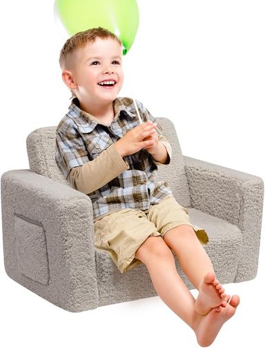 Amazon.com: ALIMORDEN 2-in-1 Flip Out Cuddly Sherpa Toddler Couch Convertible Sofa to Lounger, Pink : Home & Kitchen