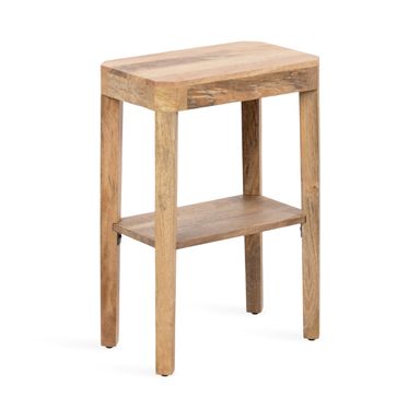 Kate and Laurel Talcott Modern Narrow Rectangle Wood Side Table, 16 x 10 x 25, Natural Wood, Transitional Decorative Slim Two-Tier End Table for Use as a Bedroom Nightstand or Living Room Accent 16x10x25 Natural