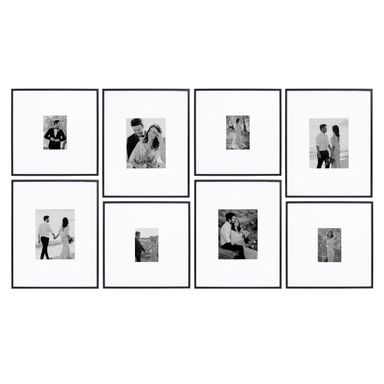 Camden Reed Arcadia 8 Piece Oversized Gallery Wall Frame, 16x20 and 16x16 Inch Matted Frames for Featuring 8x10 and 5x7 Inch Photographs or Art Prints, Black Finish