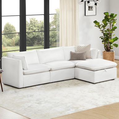CHITA Luxury Oversized 114" L-Shaped Sectional Sofa Couch, Premium Down Filled Cloud Modular Sectional with Storage Ottoman, FSC Certified, Cream Normal Sectional Cream L Shape