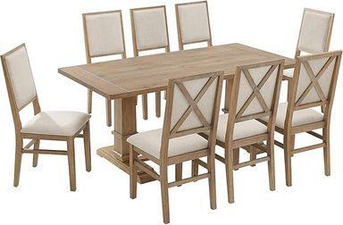 Amazon.com - Crosley Furniture Joanna 9-Piece Modern Farmhouse Dining Table Set for 8 with Upholstered Chairs, Rustic Brown/Creme - Chairs
