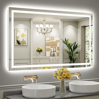 Amazon.com: 60"x36" LED Bathroom Mirror with Lights, Backlit & Front Lit, Anti-Fog Lighted Bathroom Vanity Mirror for Wall, Memory Function, Dimmable, HD Tempered Glass, Shatter-Proof : Home & Kitchen