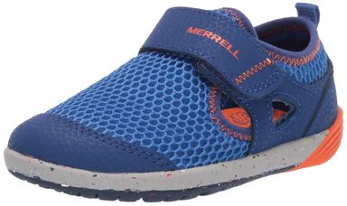Merrell Girls' BARE STEPS Sandal Blue/Orange 10 Little Kid