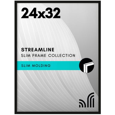 Americanflat 24x32 Poster Frame with Polished Plexiglass - Streamline Collection - Thin Border Picture Frame for Wall Display - Hanging Hardware Included - Black Black 24x32