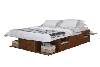 memomad Bali Storage Platform Bed with Drawers (Queen Size, Caramel Brown Wood) BED ONLY Queen Caramel