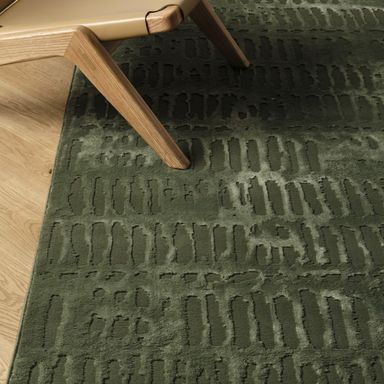 Revival Rugs Shell 5'3"x7'10" Washable Area Rug for Living Room Bedroom - 100% Recycled Oeko-TEX Certified, Medium Pile, Green Green 5'3" x 7'10" (Rectangular)