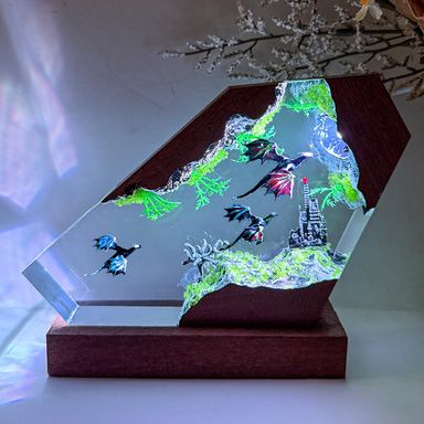 3D Dragon Resin Lamp, Handmade Dragon Night Light,Multi-Color LED Light, Fantasy Enthusiast Collectibles, Birthday Christmas Gift for Son Men Husband Boyfriend(S,6"x4") Pterosaurs S