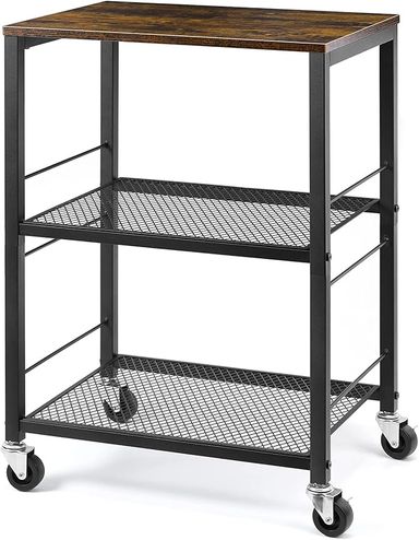 Amazon.com: LIANTRAL 3 Tier Rolling Cart, Brown Kitchen Carts on Wheels with Storage, Multifunctional Utility Cart for Kitchen, Bathroom, Living Room, Bar, Office : Home & Kitchen