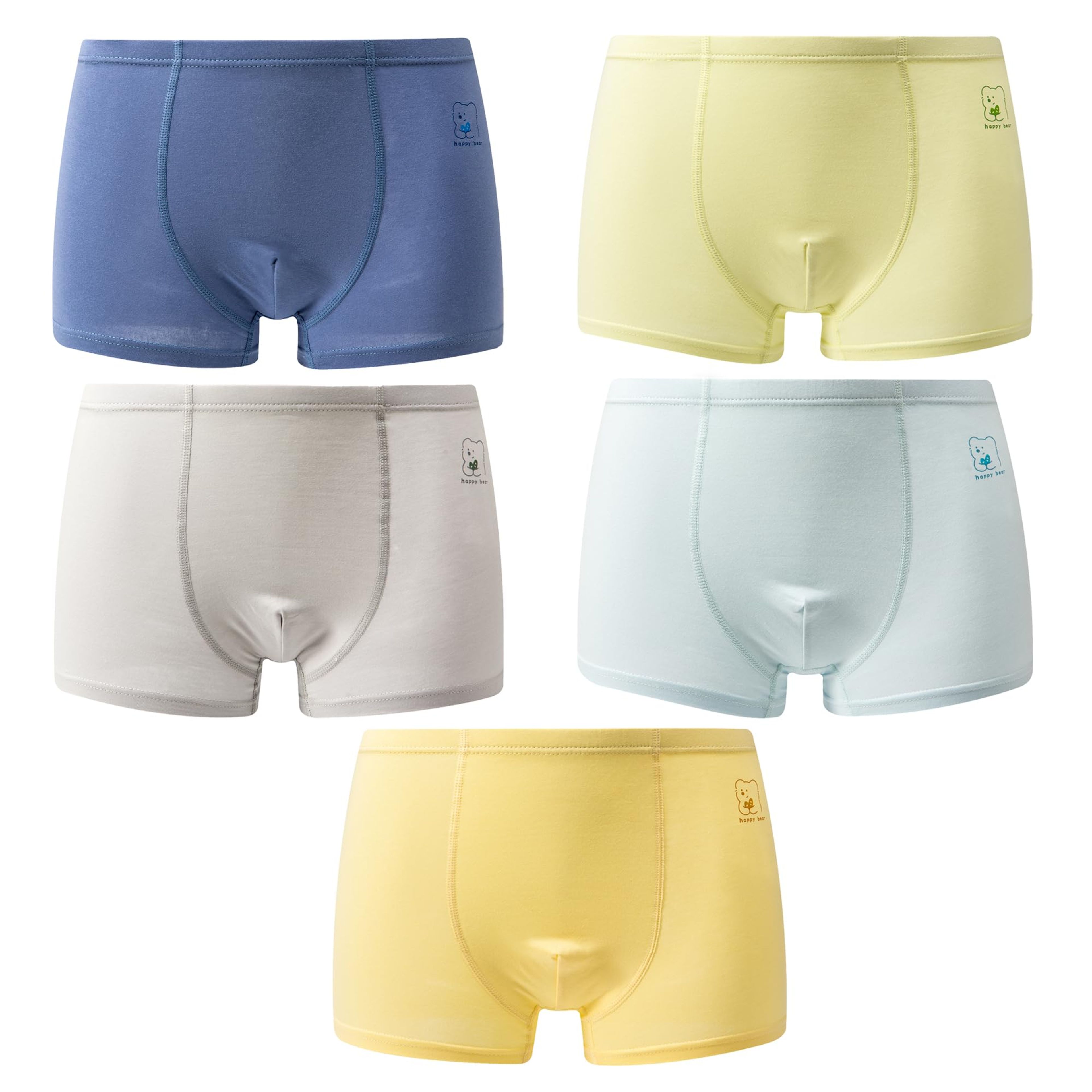 Soft Cotton Boys Boxer Briefs Pack of 5 - Tagless Toddler Underwear Ages 3-14
