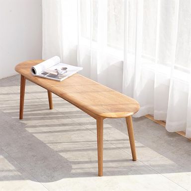 Amazon.com - LLS Wooden Bench Indoor, Solid Wood Dining Bench for Dining Room, Entryway, Bedroom, 39.37 Inch Oak Kitchen Bench, Natural - Table Benches