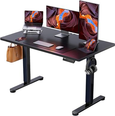ErGear Height Adjustable Electric Standing Desk, 47.2 x 23.6 Inches Sit Stand up Desk, Memory Computer Home Office Desk with Two-Piece Desktop (Black) 48*24 Inch Black