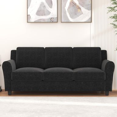 Bonzy Home 80.7" Black Couch, 3 Seater Sofa for Living Room, Modern Comfy Couches with Thick Cushion for Home Apartment Office Black 80.7"