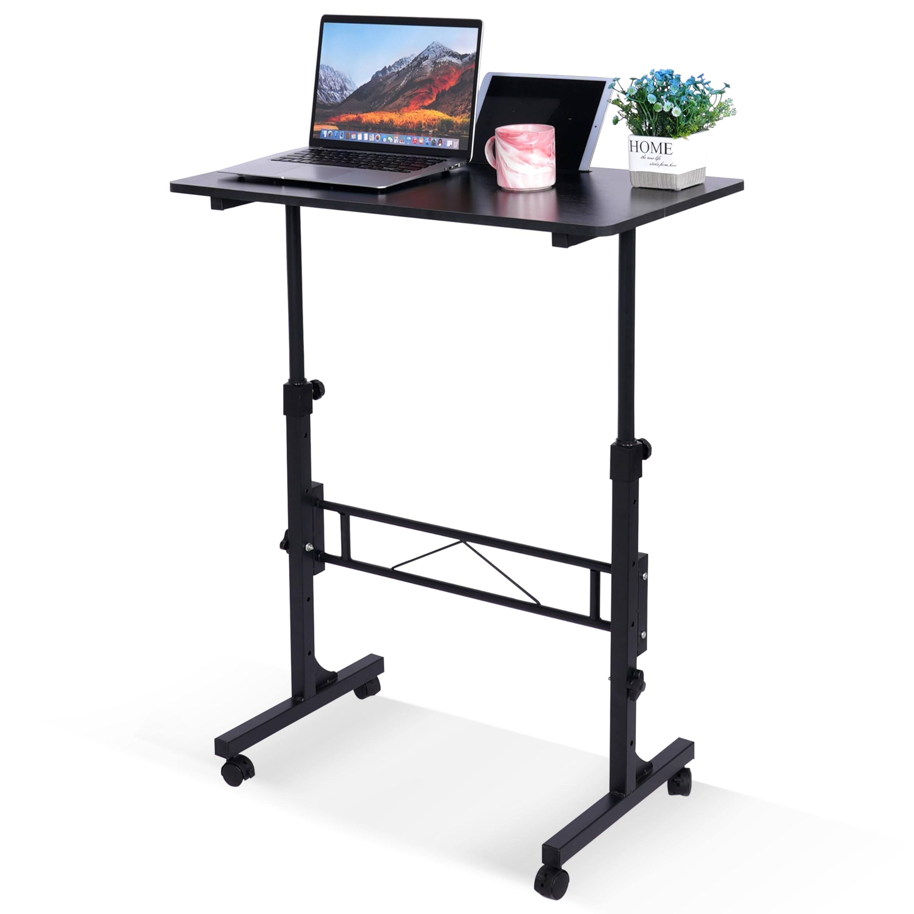 Adjustable Height Standing Desk with Wheels 16x31.5" Mobile Laptop Table