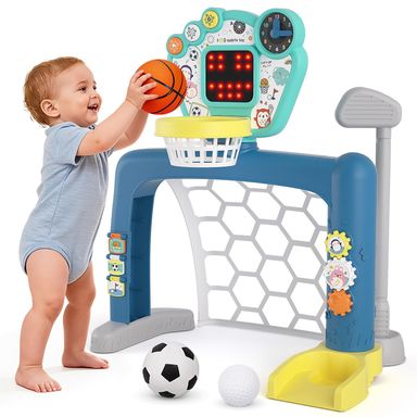 Toddler Sports Toys, 3-in-1 Toddler Basketball Hoop Soccer Golf Activity Center, Basketball Hoop for Kids 1-3,1 2 3 Year Old Boys Girls Toy, Montessori Toys for Toddlers & Baby