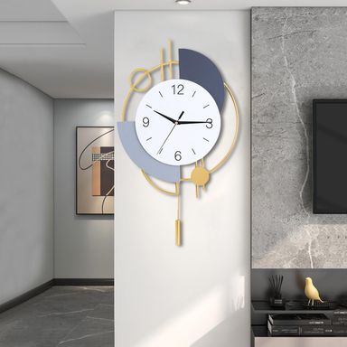 Wall Clock,Decorative Wall Clocks with Pendulum,Silent Quality Quartz Wall Clock Battery Operated,Large Wall Clock for Living Room,Kitchen,Home,Bathroom,Bedroom Wall Decor,33x55cm