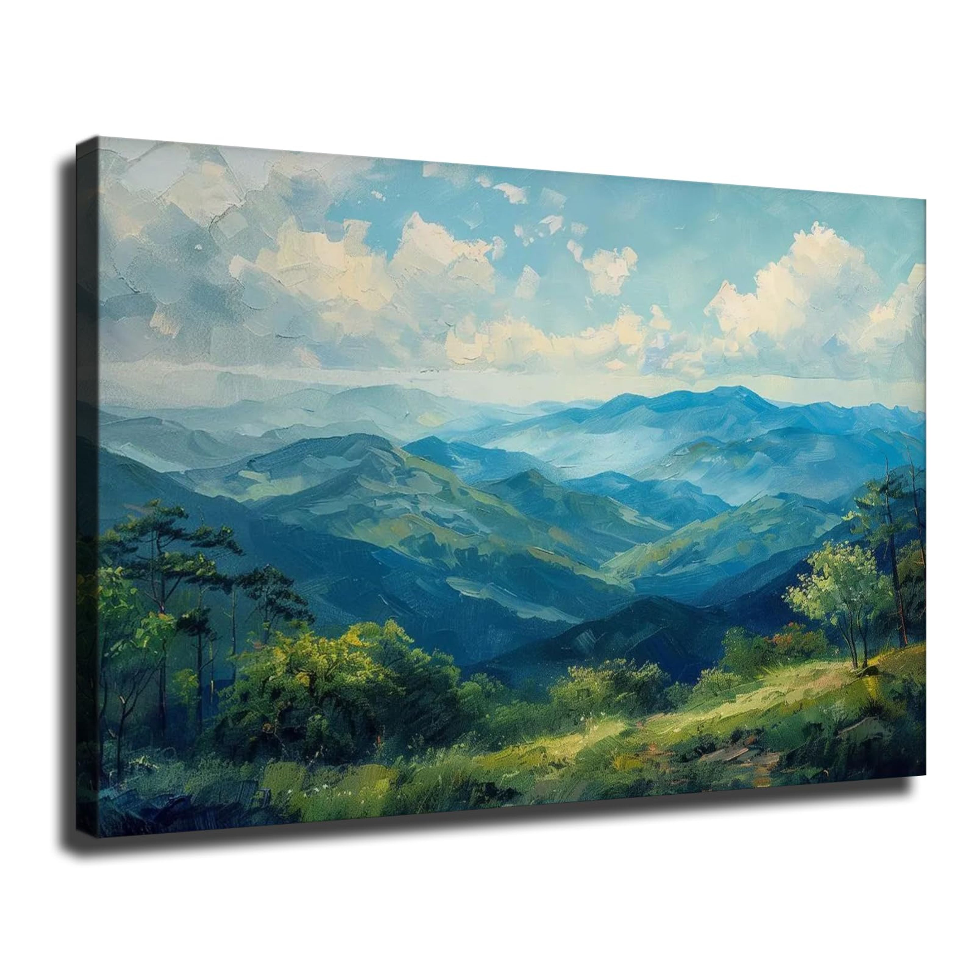 Framed Blue Ridge Mountains NC Landscape Wall Art 16x24 Inch