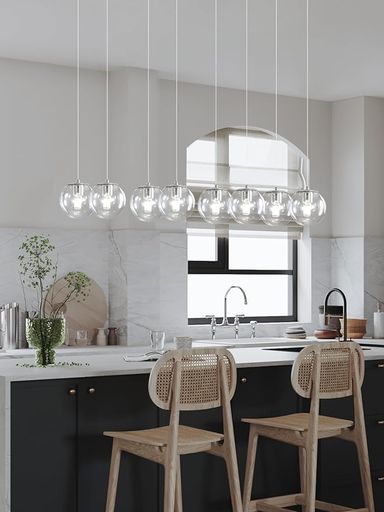 ykolupty 6-Light Black Chandelier with White Globe Glass Dimmable Ceiling Light Glass Pendant Light for Kitchen Island, Dining Room, Living Room, Entry Hallway, LED Bulbs Included - Amazon.com