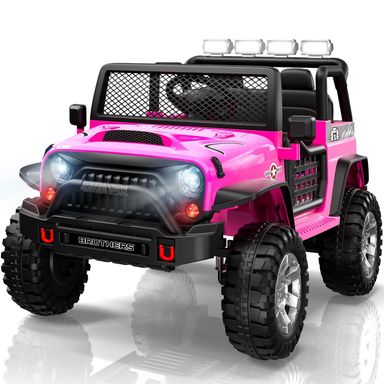 L8 APEX 2 Seater Ride On Car, 24V Kids Electric Car w/Remote Control, 4-Wheel Suspension, Bluetooth Speaker, Multi Music Modes, 3 Speeds, LED Lights, Ideal Gift for Kids Ages 3+ 24V A-pink