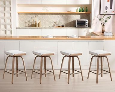 Amazon.com: 26’’ Swivel Counter Stools Counter Height Bar Stools Set of 2, Rustic Farmhouse Backless Swivel Bar Stools Beige Linen Cushion Bar Height Chairs with Footrest, Modern Wood Barstools for Kitchen Island : Home & Kitchen