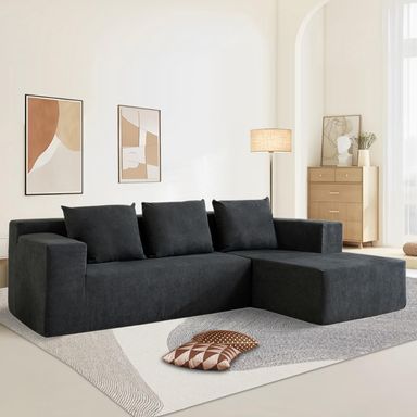 103" Cloud Sectional Sofa, Boneless L-Shape Couch with Chaise, Modern Minimalist Modular Couch for Living Room, Free Combination, Deep Seat, No Assembly Required, Dark Grey, R Darkgray Right Facing Chaise
