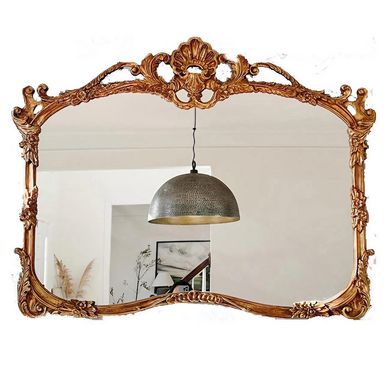 NYASAA Arched Wall Mirror with Gold Frame, 24 x 31 inch Vintage Ornate Decorative Mirror, Large Carved Mirror for Bathroom, Bedroom, Living Room, Entryway