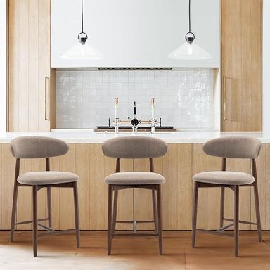 Amazon.com: COLAMY Counter Height Bar Stools Set of 3, Kitchen Bar Stools with Back, Mid Century Modern Upholstered, with Wood Legs for Kitchen Island Dining Room Bar, Camel : Home & Kitchen