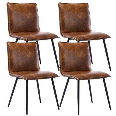 DUHOME Kitchen Chairs Set of 4 Side Chair for Dining Room Living Room Yellowish-Brown PU Leather