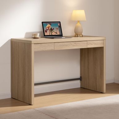 SICOTAS Computer Desk, 47-Inch Home Office Executive Desk with Drawer, Farmhouse Writing Study Desk with Storage,Boho Makeup Vanity Table for Bedroom Dormitory (Reclaimed Light Oak, 1 Piece)