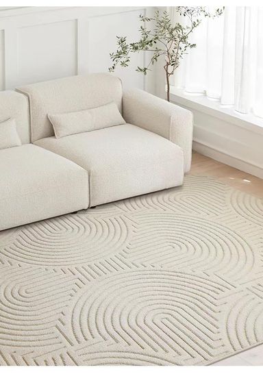 Lyfreen Geometric Area Rug, 5x7 Feet Shag Rug for Living Room, 0.51Inch Thick Wool Bedroom Rug Bedside Rug Room Decor for Family Girls Kids Baby Play Mat for Floor,Beige