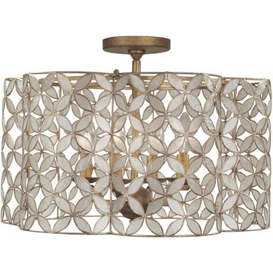 Four-Light Oxidized Gold Leaf Semi-Flush Mount by Kalco
