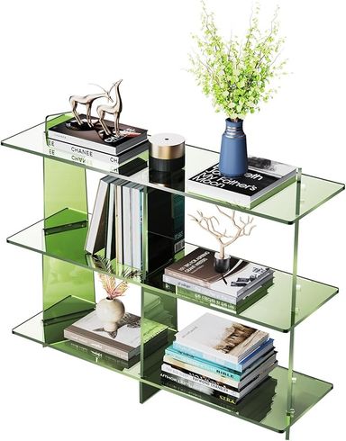 Amazon.com: solaround Acrylic Bookshelf, Small 3 Tier Open Bookcase for Small Spaces,Sofa Table, Hallway Entry Table for Home Living Room (Green, 39.4'' x 11.8'' x 31.5'') : Home & Kitchen